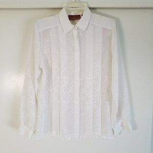 Worthington Shiny Flowered Button-up Blouse